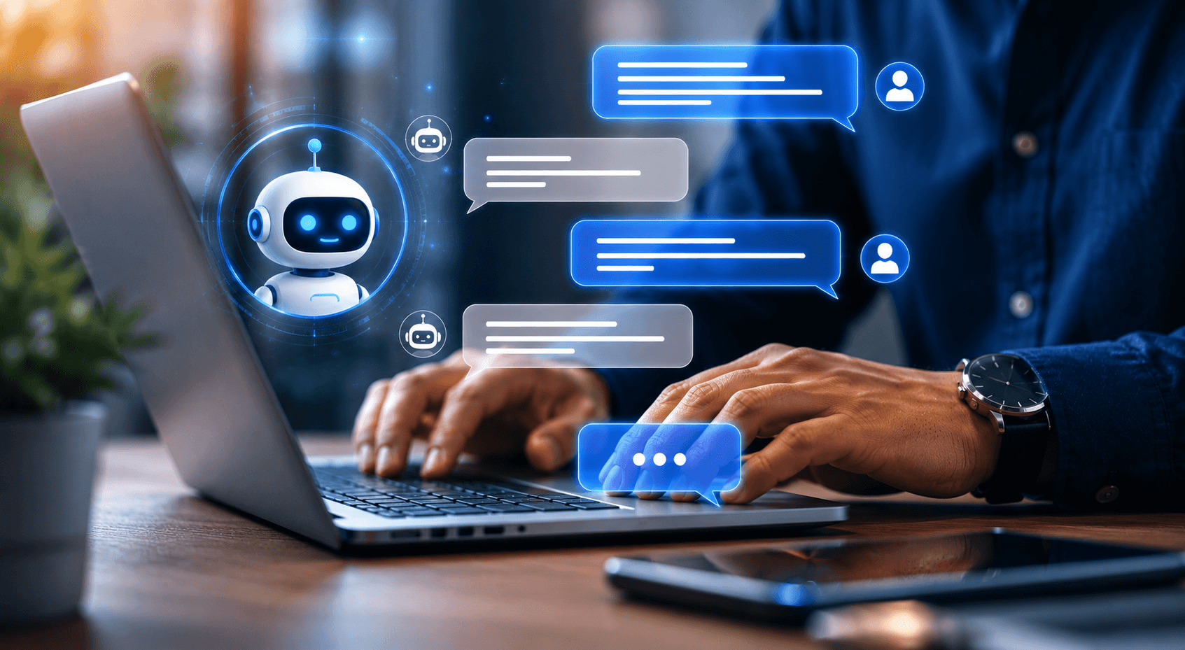 person using ai for conversations